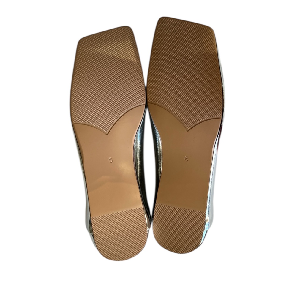 Pomoxikn Square Toe Metallic Silver Ballet Flats Women’s Size 6 - Picture 5 of 9